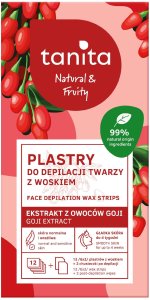 TANITA  Natural & Fruity Plastry do depilacji twarzy z woskiem - z ekstraktem z owoców Goji  12 sztuk (6x2)+ 2 chusteczki po depilacji 1