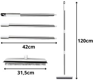 Szczotka miotła gumowa silikonowa do zamiatania z metalowym kijem 120 cm 5
