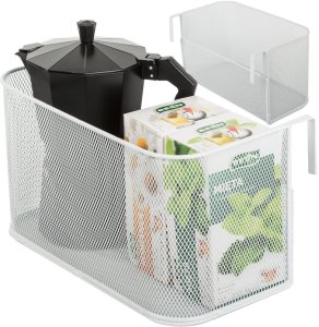 Kosz koszyk organizer metalowy zawieszany na reling półka wisząca kuchenna 1