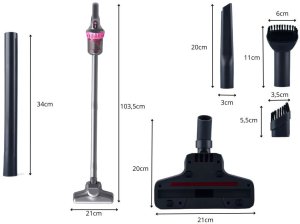 Odkurzacz pionowy bezprzewodowy bezworkowy ręczny 2w1 100w 4 końcówki hepa 2