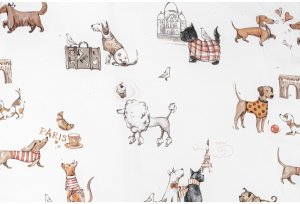 Pościel z bawełny satynowej 100x135cm - Paryskie Pieski 4