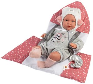Peterkin Llorens 74136 Lalka bobas płacząca Mimi 42 cm z nosidełkiem 2