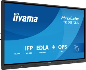 iiyama TE5513A-B1AG signage display Interaktywny płaski panel 138,7 cm (54.6") Wi-Fi 450 cd/m² 4K Ultra HD Czarny Ekran dotykowy Procesor wbudowany Android 18/7 4