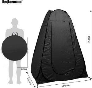 Namiot plażowy przebieralnia turystyczna przenośna toaleta kemping Heckermann Czarna 150cm 2