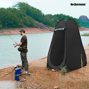 Heckermann Namiot plażowy przebieralnia turystyczna przenośna toaleta kemping Czarna 120cm 9