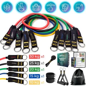Revity Gumy do ćwiczeń oporowe Workout Bands Pro 5 szt. 10-100 kg + Akcesoria 6 szt. 2