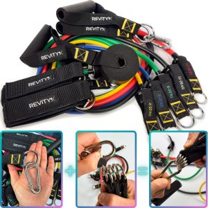 Revity Gumy do ćwiczeń oporowe Workout Bands Pro 5 szt. 10-100 kg + Akcesoria 6 szt. 5