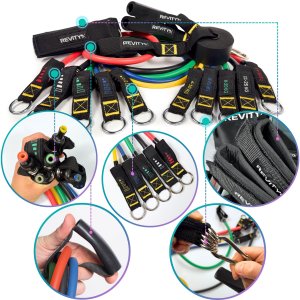 Revity Gumy do ćwiczeń oporowe Workout Bands Pro 5 szt. 10-100 kg + Akcesoria 6 szt. 8