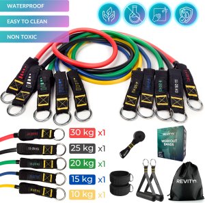 Revity Gumy do ćwiczeń oporowe Workout Bands Pro 5 szt. 10-100 kg + Akcesoria 6 szt. 13