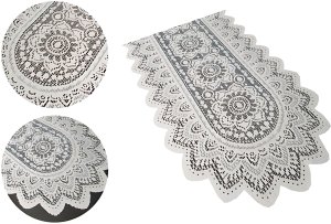 Bieżnik Biała Rozetka 35 x 120 cm DomoweTekstylia | WNR750 121 1