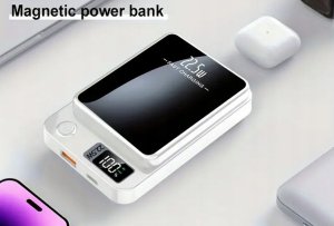 SZYBKI BEZPRZEWODOWY POWER BANK MagSafe INDUKCYJNY 10000mAh 22,5W USB-C PD 9