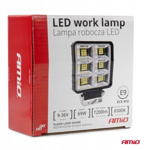 Lampa robocza szperacz led awl60 69w 6500k 7200lm 12v 24v amio-04201 10