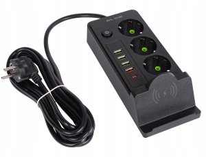 Blow 98-237# Przedłużacz sieciowy ps-350u 3-gniazda 4xusb+usb-pd 3m czarny 3x1mm 3