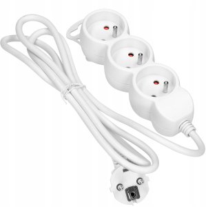 Przedłużacz 3x2P+Z,1,4m, 3x1mm?, biały 1