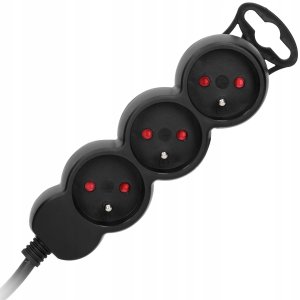 Przedłużacz 3x2P+Z,1,4m, 3x1mm?, czarny 2