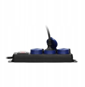 Przedłużacz warsztatowy bryzgoszczelny z wyłącznikiem IP44, 3 gniazda 2P+Z IP44, przewód gumowy, H05RR-F 3x1,5mm?, 5m 3