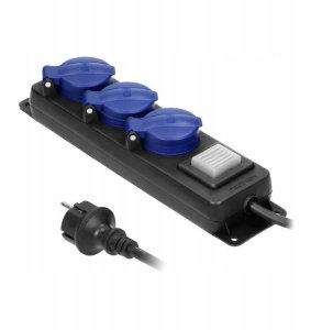 Przedłużacz warsztatowy bryzgoszczelny z wyłącznikiem IP44, 3 gniazda 2P+Z IP44, przewód gumowy, H05RR-F 3x1,5mm?, 5m 4