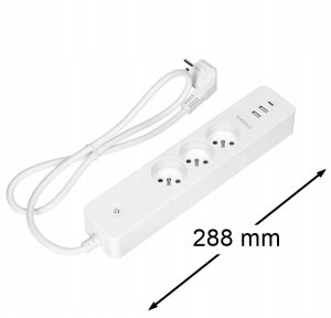 Przedłużacz z 3 gniazdami z uziemieniem i wyłącznikiem 2xUSB, Tuya Smart Wi-Fi, biały 3