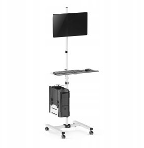 MACLEAN WÓZEK STAND PROFESJONALNY, MOBILNE STANOWISKO KOMPUTEROWE NA KÓŁKACH, MAX 17"-32", MAX 20KG MC-793 W 1