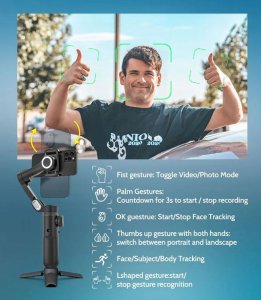 Gimbal Stabilizator 3-osie Śledzenie AI Gesty Telefon / AOCHUAN SMART X PRO 6