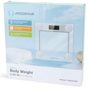 Waga łazienkowa do 180kg z przezroczystą szklaną taflą 28x28cm i lcd 6