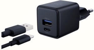 Ładowarka sieciowa 3MK Hyper GaN Charger 20W 1xUSB-A 1XUSB-C PD QC4+ czarny 3