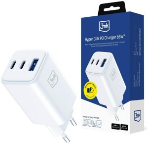 Ładowarka sieciowa 3MK Hyper GaN Charger 65W 1xUSB-A 2xUSB-C PD QC4+ biały 1