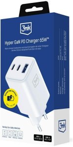 Ładowarka sieciowa 3MK Hyper GaN Charger 65W 1xUSB-A 2xUSB-C PD QC4+ biały 8