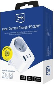 Adapter sieciowy 3MK Hyper Comfort       Charger 30W 1xUSB-A 2xUSB-C 1xSchuko PD QC3.0 biały 10