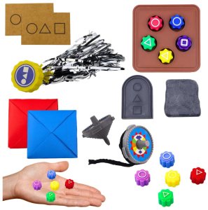 Zestaw 5 Gier Squid Game Tradycyjne Koreańskie Gry Kości Bączek Dwie Karty LEAN Toys 1