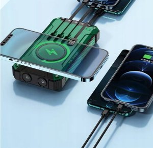 POWERBANK SOLAR 30000 22,5W ŁAD BEZPRZEWODOWE INDUKCJA LATARKA 5xUSB USB-C 14