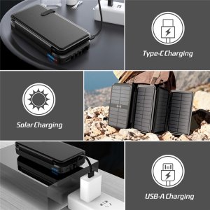 POWERBANK SOLAR 30000 22,5W ŁAD BEZPRZEWODOWE INDUKCJA LATARKA 5xUSB USB-C 10