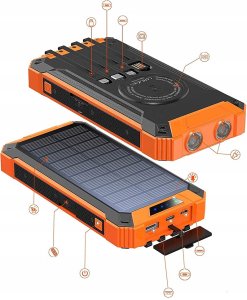 POWERBANK ŁADOWARKA PANEL SOLARNY INDUKCYJNY 30000mAh 7xUSB LATARKA 2x LED 6