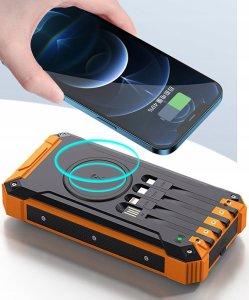 POWERBANK ŁADOWARKA PANEL SOLARNY INDUKCYJNY 30000mAh 7xUSB LATARKA 2x LED 10