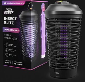 Lampa Owadobójcza UV XXL Lampion Lampa na Komary Muchy Meszki Osy Inne Owady "Insect Blitz Tower UV Pro" 4500V 40W 3