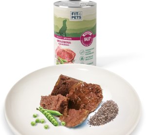 Fit4Pets Karma pełnoporcjowa dla psów dorosłych MIX 6 puszek wołowina x 2, kurczak x 2 wieprzowina x 2 1