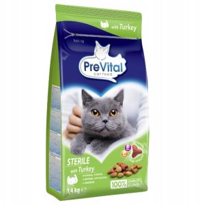 PREVITAL Sterile - Z indykiem karma sucha - Pełnoporcjowa karma dla dorosłych kotów - 1,4kg. 2