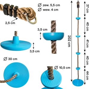 Siedzisko z liną wspinaczkową DYSK błękitne 30 cm 4
