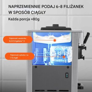 Profesjonalna maszyna do lodów włoskich   3 smaki 2131 l/h 2200 W 4
