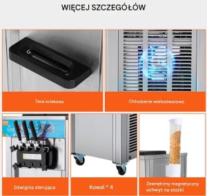 Profesjonalna maszyna do lodów włoskich   3 smaki 2131 l/h 2200 W 6