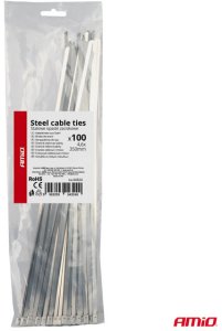 AMiO Opaski zaciskowe metalowe ze stali nierdzewnej 4.6x350mm 100 szt. amio-04324 4