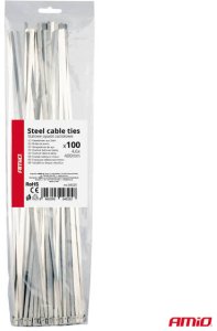 Opaski zaciskowe metalowe ze stali nierdzewnej 4.6x400mm 100 szt. amio-04325 4