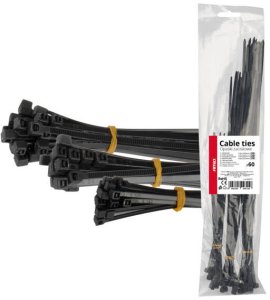 Opaski zaciskowe plastikowe czarne długie zestaw 60 szt. amio-04315 1