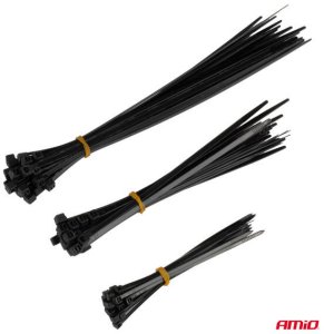 Opaski zaciskowe plastikowe czarne długie zestaw 60 szt. amio-04315 2