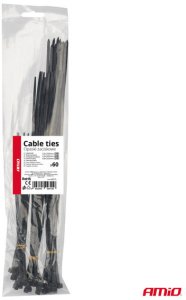 Opaski zaciskowe plastikowe czarne długie zestaw 60 szt. amio-04315 7