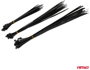 Opaski zaciskowe plastikowe czarne krótkie zestaw 60 szt. amio-04314 2