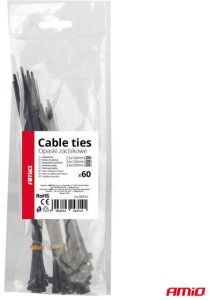 Opaski zaciskowe plastikowe czarne krótkie zestaw 60 szt. amio-04314 7