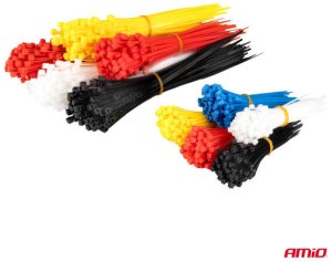 Opaski zaciskowe plastikowe wielokolorowe zestaw 1000 szt. amio-04318 2