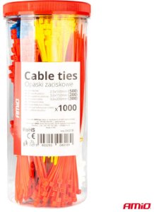 Opaski zaciskowe plastikowe wielokolorowe zestaw 1000 szt. amio-04318 5