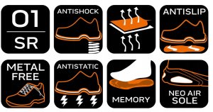 Półbuty zawodowe O1 SR Neo Air, czarne, rozmiar 41 8